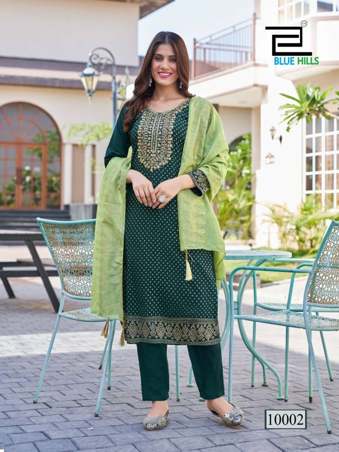 Royal Touch Vol 10 Nx By Blue Hills Rayon Foil Printed Kurti With Bottom Dupatta Wholesale Online
